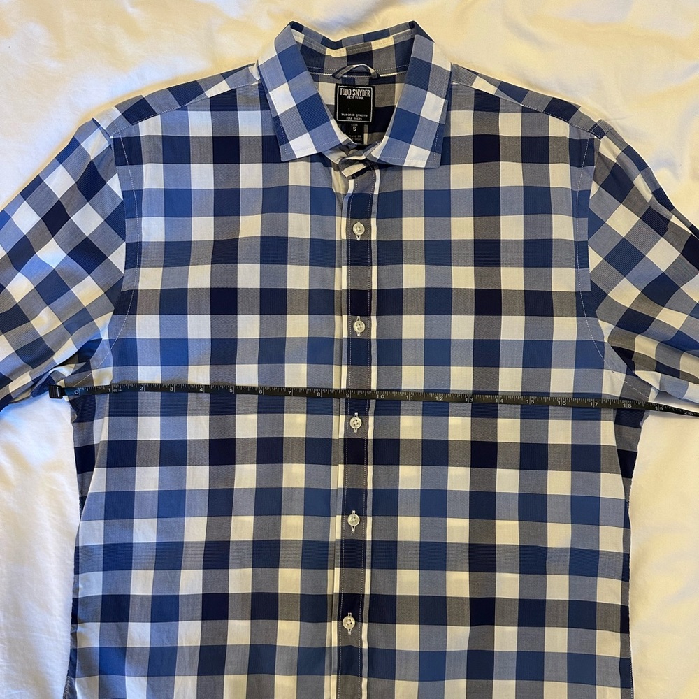 Todd Snyder - Men’s Blue White Plaid Button Down Shirt - Picture 4 of 9